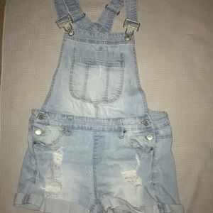 Light wash Jean overall Shorts